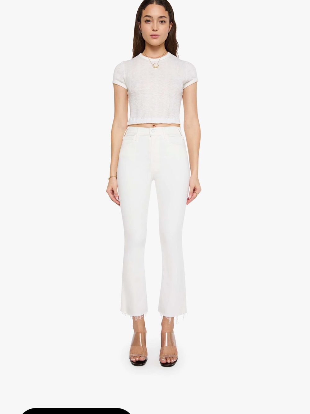 MOTHER White Straight Leg Crop Jeans